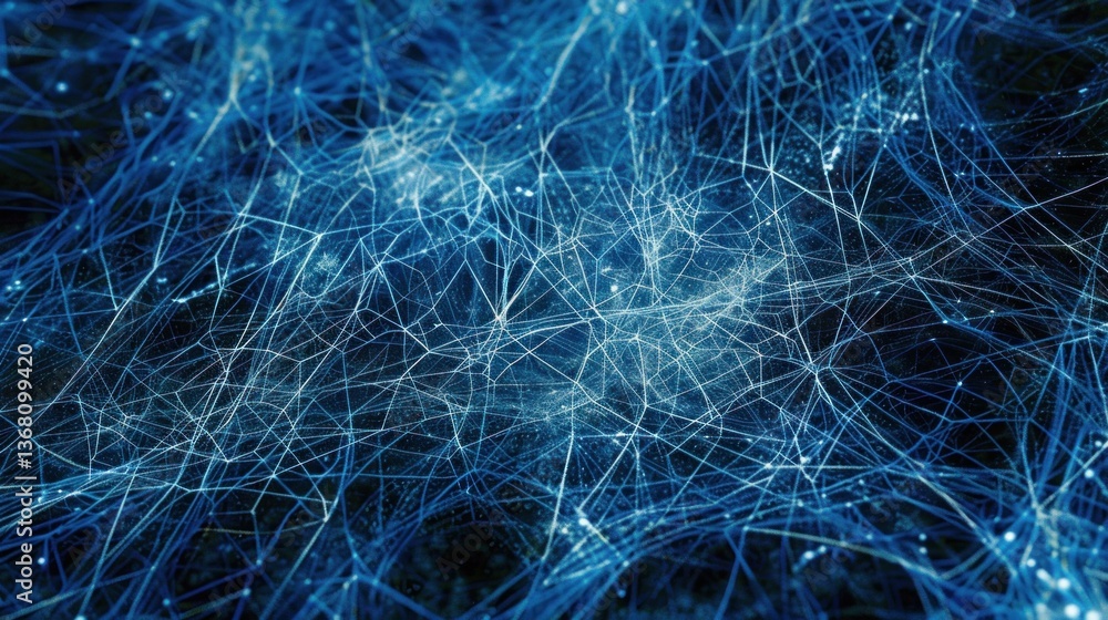 Poster abstract blue network background with interconnected lines.