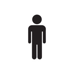 Simple black silhouette of a person, perfect for restroom signs.A clean, minimalist black silhouette of a person, suitable for use as a restroom symbol.