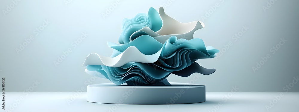 Aufkleber captivating azure toned digital waveforms gracefully cascading over a stark grayscale expanse sugges