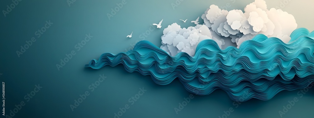 Poster captivating cerulean currents fluid digital defying boundaries with mesmerizing waves of turquoise a