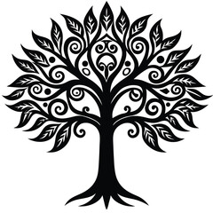 Fototapeta premium silhouette vector of ornamental tribal tree
