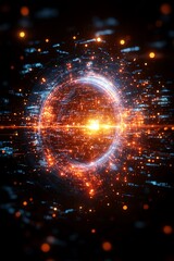 Obraz premium Glowing abstract digital data flowing in a complex circular pattern