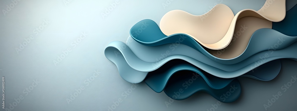 Poster captivating cobalt digital flows undulating and converging across a stark monochromatic terrain evok