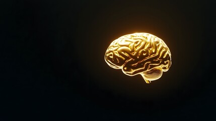 Mesmerizing Metallic Brain Floating in Dramatic Futuristic Ambiance