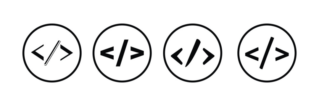 Code icon. Code html signs. Program coding icons. Coding sign. Stock vector illustration.