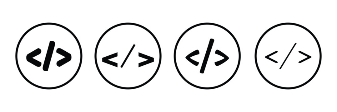 Code icon. Code html signs. Program coding icons. Coding sign. Stock vector illustration.