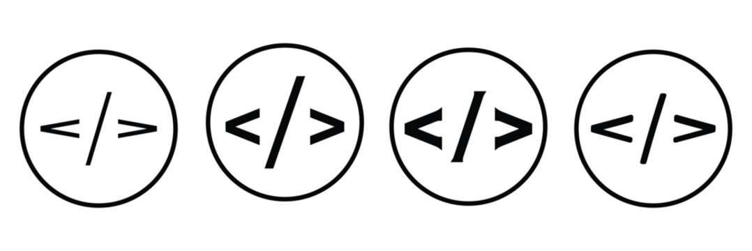 Code icon. Code html signs. Program coding icons. Coding sign. Stock vector illustration.