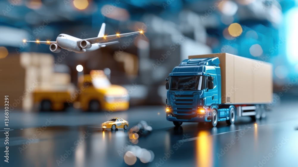 Poster innovative global logistics solutions for seamless commerce and supply chain optimization. utilize a