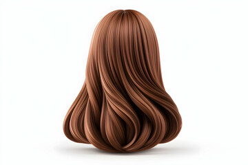 Fototapeta premium Long, wavy auburn hair, viewed from behind, isolated on white