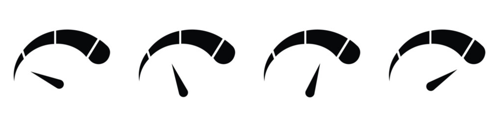 Speedometer icon set. dashboard colorful speedometer icons set. Speed indicator. Gauge, dashboard, tachometer, scale. Speedometer icon with arrow