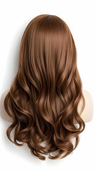 Naklejka premium Long, wavy light brown wig on mannequin