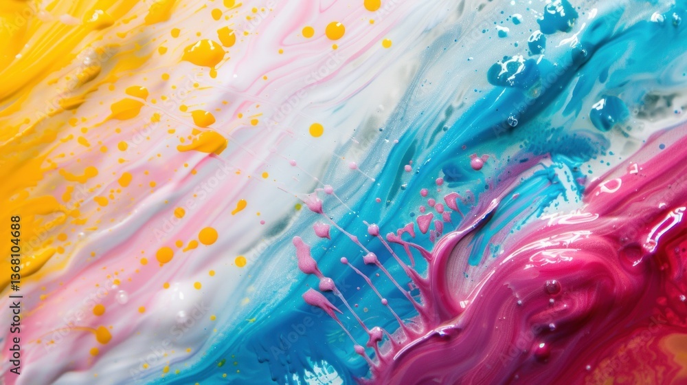 Poster an energetic abstract pattern with bursts of color and fluid movement.