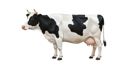 Isolated Holstein Dairy Cow Side View
