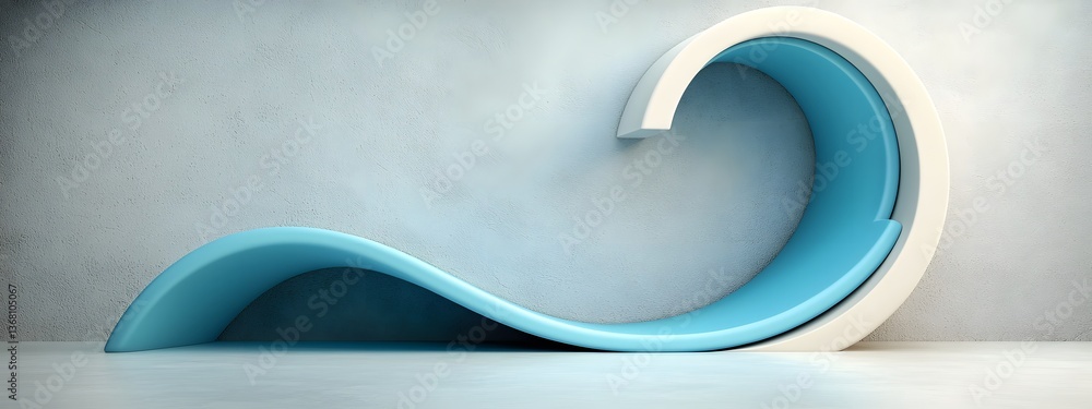 Poster captivating digital swells of blue energy sweeping through a sleek minimalist architectural setting 