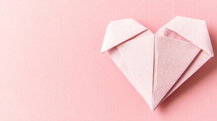 Pink Origami Heart on a Soft Pink Background