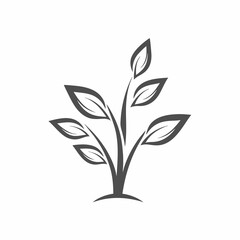 Simple Plant and Leaves Vector Icon.