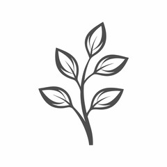 Simple Plant and Leaves Vector Icon.