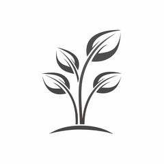 Simple Plant and Leaves Vector Icon.