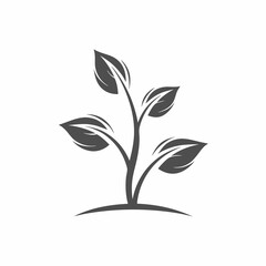 Simple Plant and Leaves Vector Icon.