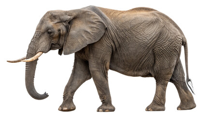 A side view of an elephant with a transparent background