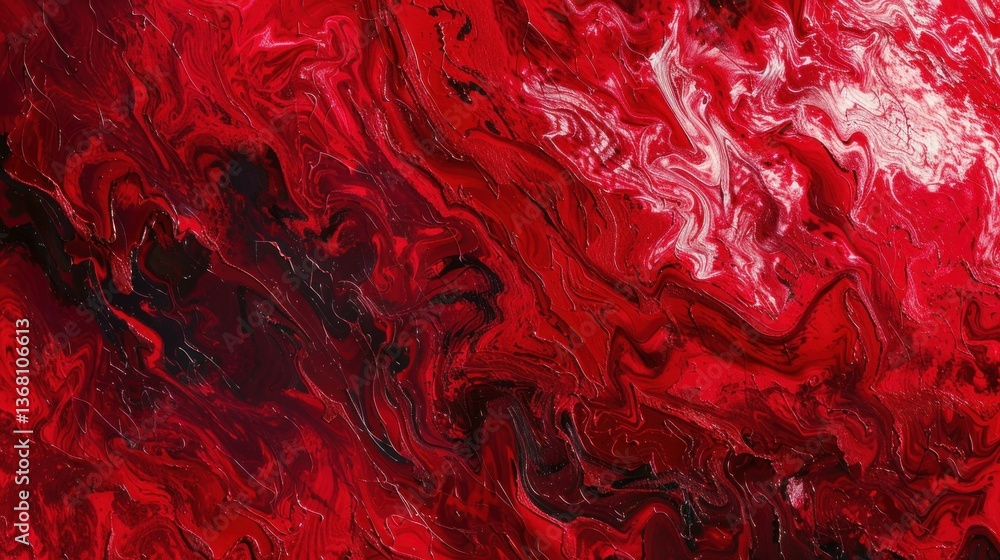 Poster a deep red abstract image with textured swirls and dynamic movement.