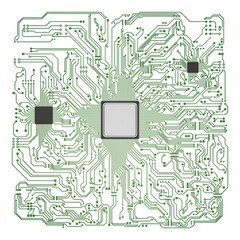 Illustration 3D Electronic Circuit Paths Abstract Design on White Background