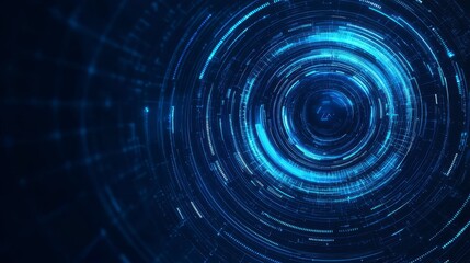 Obraz premium Abstract Blue Digital Circular Motion Background with Light Effects