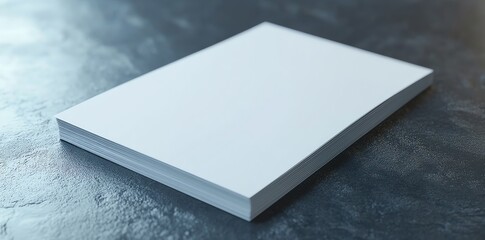 Fototapeta premium Stack of White Paper on Dark Background in Studio Lighting