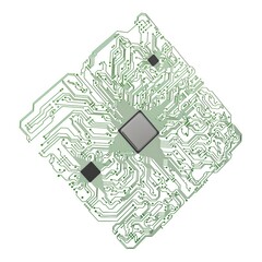 Illustration 3D Electronic Circuit Paths Abstract Design on White Background