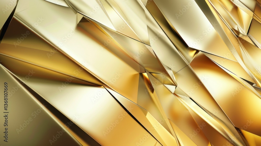 Poster abstract technological shapes with sharp angles and metallic hues.