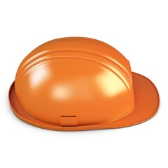 Illustration 3D Hard Hat Orange on White Background