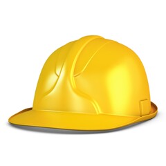 Illustration 3D Hard Hat Yellow on White Background