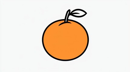 Obraz premium Bright Orange Circular Fruit with Leaf on Simple Background
