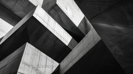 An abstract architectural design with sharp lines and geometric shapes.