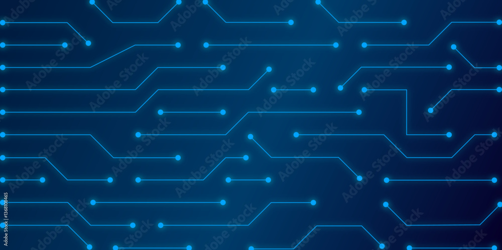 Poster abstract futuristic circuit board hi tech lines blue background. technology circuit board background