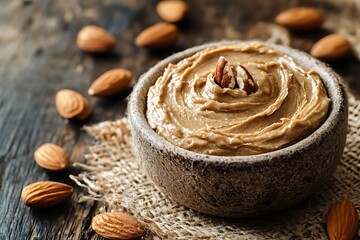 Almond Butter in a Bowl with Almonds