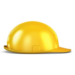 Illustration 3D Hard Hat Yellow on White Background