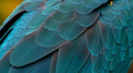 Obraz premium Vibrant Teal Parrot Feathers Close Up. AI Generated