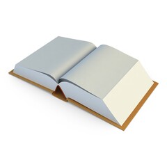 Illustration 3D Open Hardcover Book on White Background