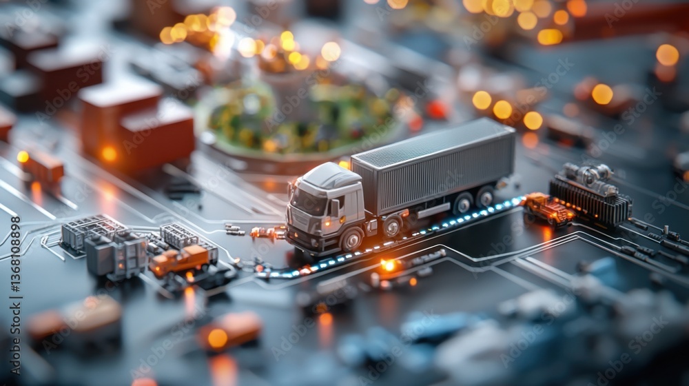 Poster interconnected global logistics network with a glowing, digital infrastructure powering seamless tra