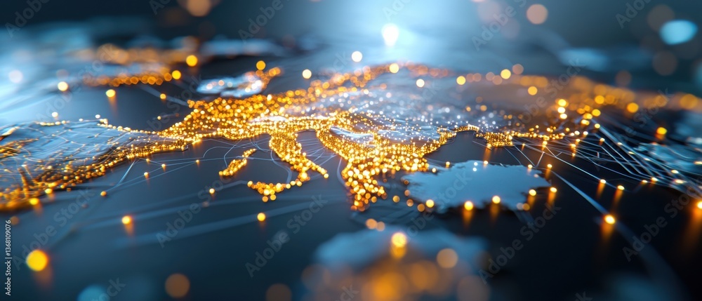 Poster comprehensive digital map visualizing the intricate network of intercontinental trade routes and log