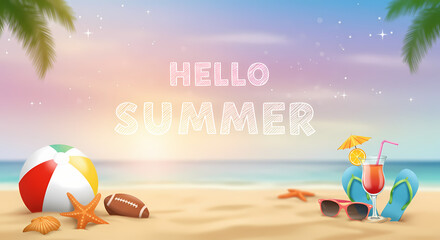 Hello Summer Beach Background