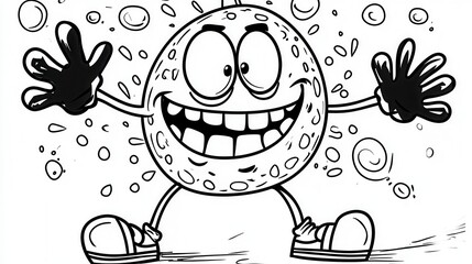 Fototapeta premium Happy Cartoon Character with Big Smile and Joyful Gesture