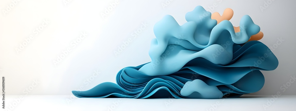Poster cascading azure digital waves undulating and shimmering against a minimalist monochrome backdrop evo