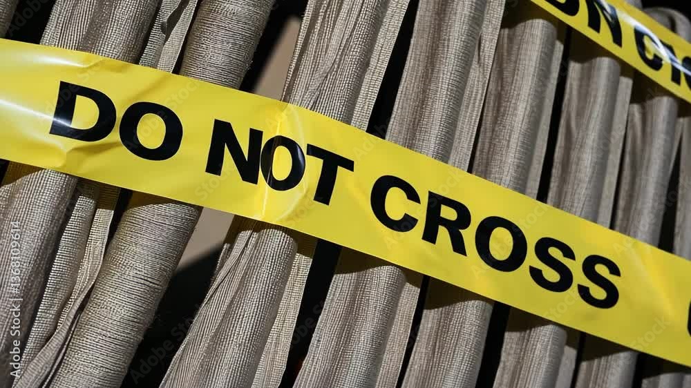 Poster caution tape serves as warning barrier, blocking access to restricted areas and ensuring safety meas