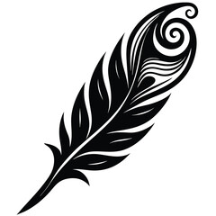 Obraz premium silhouette vector of eagle feather with tribal swirls