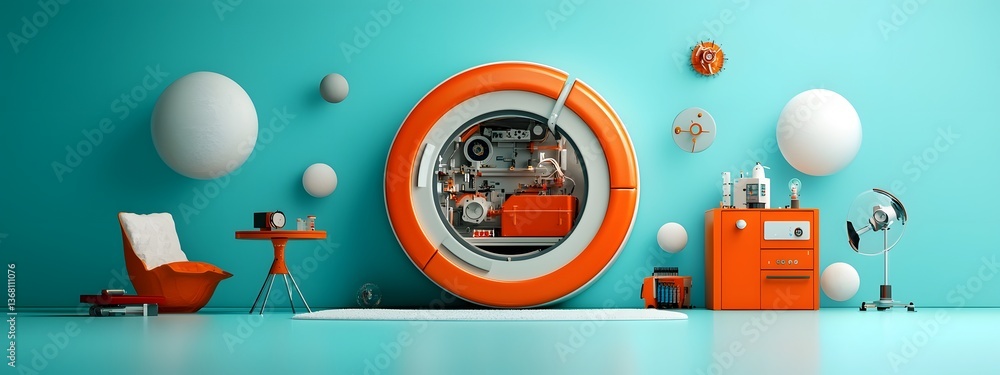 Poster comprehensive cutaway cross section showcasing the intricately designed functional mechanisms optica