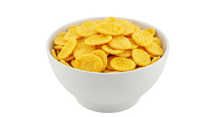 Isolated Cornflakes in a White Bowl