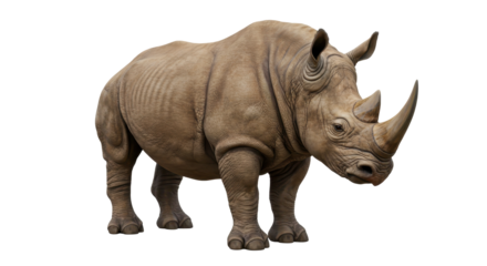 Isolated Rhinoceros Standing