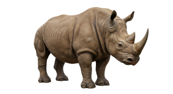 Isolated Rhinoceros Standing